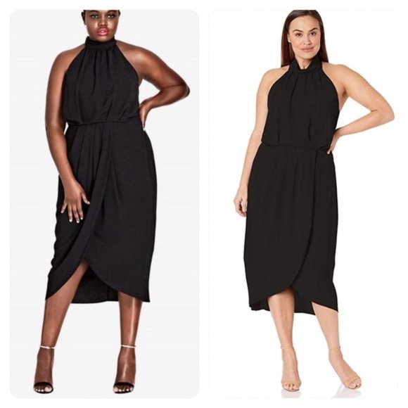 City Chic Dresses & Skirts - City Chic Solid Black Midi Romance Halter Dress